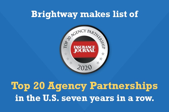 Brightway Insurance ranks among Insurance Journal’s Top 20 Agency Partnerships seven years straight