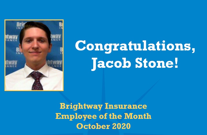 Brightway names Jacob Stone Employee of the Month for October 2020