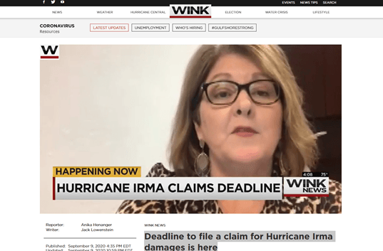 WINK: “Deadline to file a claim for Hurricane Irma damages is here”