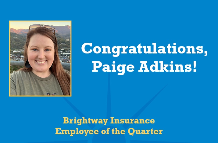 Brightway names Paige Adkins Employee of the Quarter