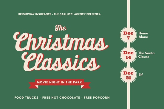 Brightway, The Carlucci Agency brings back The Christmas Classics, Movie Night in the Park series
