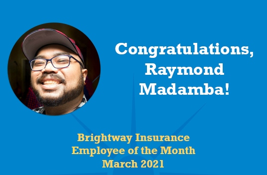 Brightway names Raymond Madamba Employee of the Month for March 2021
